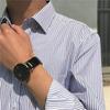 Camisa de Manga Larga a Rayas Ajustada para Hombre Estilo Británico Casual Retro Coreano Japonés Estilo Ligeramente Maduro Top para Hombre