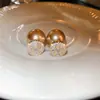 Pendientes Geométricos de Perla y Circonita Simple Chapados en Oro Real de 14K, Pendientes de Lujo Ligero y de Gama Alta, Pendientes de Moda y Exquisitos para Mujer