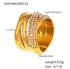Anillo Trenzado Cruzado de Nuevo Estilo Europeo y Americano con Múltiples Filas de Pedrería Acero de Titanio Chapado en Oro Real de 18k Anillo de Lujo Ligero de Moda