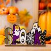 Zicheng Cross-border New Halloween Decorações de madeira Ghost Festival Enfeites criativos Fantasma Ornamentos de letra de madeira Abóbora