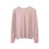 Estilo básico simples! Suéter de tricô pulôver de peça única sem costura com gola redonda e mangas compridas para mulheres, suéter macio e aconchegante de cashmere para outono e inverno
