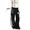 Pantalones deportivos de chándal de pierna ancha, modernos y elegantes, para jazz y street dance, para hombres y mujeres, holgados y versátiles, con cordón y estampado de tótem, pantalones largos de dobladillo curvo