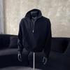 Sudadera Gris Estilo Americano Retro Media Cremallera Cuello Vertical para Hombre Primavera y Otoño Moda de Marca Sensación de Alta Gama Chaqueta cleanfit
