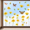 Pegatinas de Ventana de Margarita de Verano Flores Amarillas Mariposas Pegatinas de Ventana Calcomanías de Vidrio Flores Plantas Pegatinas de Pared Florales PVC