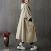 Casaco Longo Artístico Solto Oversized Acima do Joelho Novo Estilo Outono 2026 com Bolsos Grandes para Mulheres, Com Capuz, Para Ir ao Trabalho, Casual