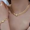 Collar de amor personalizado de lujo y ligero para mujer, moderno, de acero de titanio, cadena de clavícula sin color, nuevo, chapado en oro de 18 quilates, adornos cubanos.