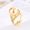 Anillo abierto retro de perla de platino bañado en cobre para mujer, joyería Zhuangshang de 14 mm, venta al por mayor, 2024