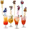 Dibujos animados Winnie the Pooh Pajitas Espirales de Colores Pegatinas Creativas para Pajitas Decoración de Fiesta Pajitas Curvas Venta al por Mayor Transfronteriza