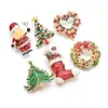 Z1236 Broches Europeos y Americanos Más Vendidos, Broches de Corona Navideña, Papá Noel, Broches de Árbol de Navidad al por Mayor