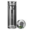 Taza de vidrio de doble capa de alto borosilicato, resistente a altas temperaturas, taza de agua especial para hombres para preparar té, taza de té de negocios, taza de cristal con separación de té y agua