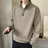 Jaqueta Moletom Masculina com Zíper Meio e Gola Alta 2026 Nova Primavera/Outono Americana Solta Manga Longa Camiseta Camada Interna Top