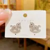 Pendientes de Caballo con Circonita Micropavimentada Estilo Coreano para Mujer, Diseño Personalizado, Pendientes de Plata con Cierre de Aguja para el Trabajo, Pendientes Versátiles y Dulces