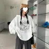 Sudadera con capucha de gato de dibujos animados blanca y gris para mujer, nuevo estilo otoño/invierno 2026, diseño minimalista coreano, top y prenda de abrigo
