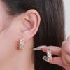 Brincos de argola circulares de zircônia micro incrustada banhados a ouro verdadeiro Design de nicho de alto senso Brincos de argola estilo Chanel