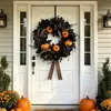 Amazon Halloween Guirnalda de Hojas de Arce Negras Colgante de Puerta Festival de Fantasmas Fiesta Círculo de Vid de Calabaza Artificial Decoración Accesorios