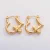 Pendientes Retro de Acero de Titanio Transfronterizos que no se Desvanecen, Pendientes de Lujo Ligero de Moda de Gama Alta para Mujer, Pendientes de Textura Geométrica Estilo Europeo y Americano