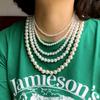 Europa y Estados Unidos transfronterizo diy redondo perla joyería al por mayor gargantilla collar mujeres hecho a mano cuentas multicapa combinación apilado uso