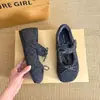 Zapatos Mary Jane de Terciopelo con Lazo Estilo Coreano para Mujer 2026 Otoño/Invierno Nueva Moda Cálidos para Exteriores sin Cordones de Algodón