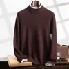 Camisa de cachemira para hombre, cuello redondo, siete agujas, gruesa, cálida, talla grande, interior, color liso, moderna