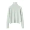 Suéter de Cachemir con Lentejuelas de Cuello Medio para Mujer, Nuevo Suéter Base de Punto de Color Sólido Otoño/Invierno, Top de Manga Larga Ajustado
