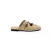 Versión de Piel de Vaca Verano Nuevo Estilo Hebilla Calada Zapatos Planos Mocasines de Piel Genuina Punta Cerrada Zapatos de Moda para Mujer para Exteriores