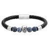 Pulsera de Moda de Estilo Europeo y Americano con Personalidad, Pulsera Trendy de Calavera de Fantasma, Pulsera de Cuentas de Piedra Natural de Ojo de Tigre, Pulsera de Cuero