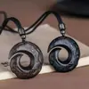 Collar para Hombre Colgante de Fortuna de Obsidiana Natural Hebilla de Seguridad de Obsidiana Helada Cuentas de Fortuna para Mujer Año del Caballo Estilo Nuevo