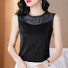 Body Beauty Camisola de Encaje Calado para Mujer Traje con Camiseta Básica Verano Talla Grande Ropa Exterior Top de Satén de Seda de Hielo