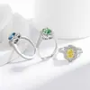 Anel Coroa de Flor de Ovo de Pombo com Corte Flor de Gelo de Pedra Preciosa Colorida Mais Vendido no TikTok Inlaid com Joias de Diamante de Alto Carbono Super Brilhantes para Transmissão ao Vivo Dropshipping