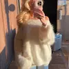 Suéter de Color Sólido Holgado Transfronterizo Europeo y Americano para Mujer, Pulóver Casual de Manga Larga con un Hombro al Descubierto para el Trabajo, Estilo Ins