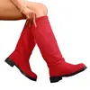 . Botas de tornozelo multicoloridas transfronteiriças, de salto alto, forradas em camurça, com saltos grossos, estilo europeu e americano, adequadas para outono e inverno, disponíveis em tamanhos grandes para exportação