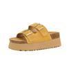 Versão em Couro~ Sandálias Birkenstock com Solado Grosso para Aumentar a Altura em 7cm para Mulheres, Novas Sandálias Macias de Couro para Uso Externo de Verão 2025