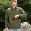Sudadera de terciopelo alemán con media cremallera para hombre, amigable con la piel para otoño e invierno, camiseta básica de manga larga con cuello alto a la moda, top casual de color liso para exteriores
