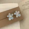 Pendientes de Flor Geométrica de Esmalte Estilo Dulce Fresco de Nicho para Mujer Lujo Ligero Versátil Elegante Diseño Exquisito Joyería para Orejas