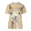 Camiseta 3D de Alpaca de Dibujos Animados para Hombre Animal Lindo Ropa Urbana Harajuku Camiseta de Manga Corta Top Camiseta