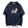 Camiseta de Manga Corta de Algodón Puro Estilo Pareja de Moda para Hombre en Verano, Cuello Redondo Holgado, Diseño Estampado, Top Casual Versátil