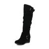 Botas Femininas Tamanho Grande 34-43 Outono e Inverno Novas Botas Plataforma Martin Botas Altas Britânicas Botas de Cano Alto Femininas Botas de Cavaleiro Tendência