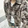 Jaqueta Camisa Xadrez Vermelho Retrô Americana para Mulheres no Outono e Inverno Camisa Espessa Escovada de Manga Longa Top Casual Preguiçoso