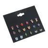 Amazon Lindo Conjunto de Pendientes de Animales de Aleación de Nicho Pendientes de Corazón Oso Conejo Exquisitos Pendientes Pequeños para Mujer