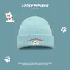 Lindo Gorro de Lana Tejido Bordado con Cachorro para Mujer 2025 Nuevo Otoño e Invierno Pequeño Versátil Que Muestra el Rostro Gorro para Circunferencia de Cabeza Grande