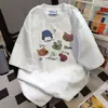 Camiseta de Manga Corta con Estampado de Letras de Perro de Dibujos Animados Estilo Americano para Mujer, Top Versátil de Verano Casual Holgado de Moda