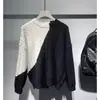 Suéter de inverno 2023, nova moda, cor contrastante, alta qualidade, manga longa, gola redonda, top solto masculino