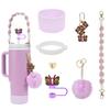 Juego de 7 piezas Vaso Decorativo Tapa de Pajita Juego de Vasos Cadena para Vaso Letras Ins Serie Mariposas Llavero Colgante Bola de Felpa Rápido