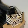 Bolsa Tote Retrô de Bolinhas Feminina Grande Capacidade Bolsa de Ombro para Uso Diário, Compras, Lazer, Viagem Bolsa de Armazenamento
