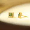 Pendientes Cuadrados Geométricos de Plata de Ley S925 con Jade Hetian para Mujer, Moda de Nuevo Estilo Chino, Lujo Ligero, Pendientes Simples y de Alta Gama