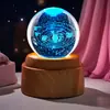 Luminária Noturna Cristal Luminoso Gravado Transfronteiriça Decoração de Quarto com Base de Madeira Giratória Presente de Feriado Aniversário