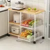 Estante de cocina multifuncional con cajones de pie, estante de almacenamiento para microondas, estante multifuncional para ollas doméstico, estante de almacenamiento