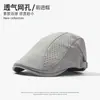 Gorra de Visera Ancha de Secado Rápido Hueca Transpirable para Hombres Mujeres Primavera Verano Boina de Copa Suave Hace que la Cara se Vea Más Pequeña Gorra Plana Versátil Estilo Británico