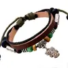 Colgante de búho pulsera de cuero genuino fábrica de joyería hecha a mano de piel de vaca pulsera de piel de vaca joyería japonesa y coreana