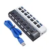 Hub de Alta Velocidad USB 3.0 de Siete Puertos Hub7 con Interruptores Independientes Estación de Acoplamiento Divisor con Interruptor de 4 Puertos 3.0